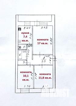 3-к квартира, вторичка, 60м2, 3/5 этаж