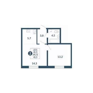 2-к квартира, вторичка, 42м2, 13/17 этаж