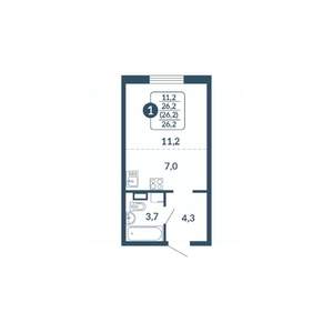 1-к квартира, вторичка, 26м2, 11/17 этаж