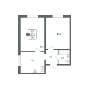 2-к квартира, вторичка, 58м2, 7/17 этаж