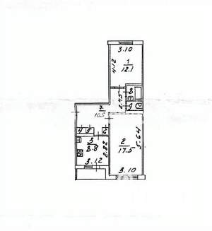 2-к квартира, вторичка, 55м2, 1/5 этаж