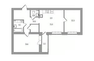 3-к квартира, вторичка, 70м2, 6/6 этаж