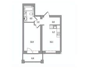 2-к квартира, вторичка, 42м2, 6/7 этаж