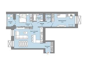 2-к квартира, строящийся дом, 75м2, 4/6 этаж