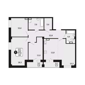 3-к квартира, вторичка, 100м2, 18/18 этаж