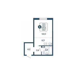 1-к квартира, вторичка, 30м2, 12/17 этаж