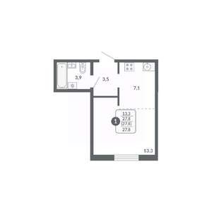 Студия квартира, вторичка, 28м2, 4/17 этаж