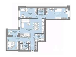3-к квартира, строящийся дом, 100м2, 5/8 этаж