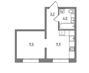 1-к квартира, вторичка, 27м2, 9/16 этаж