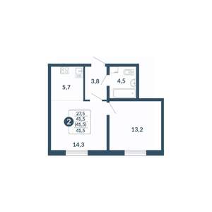 2-к квартира, вторичка, 42м2, 6/17 этаж