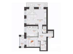 2-к квартира, строящийся дом, 68м2, 2/4 этаж