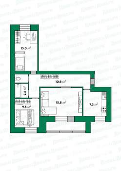 3-к квартира, вторичка, 61м2, 8/10 этаж