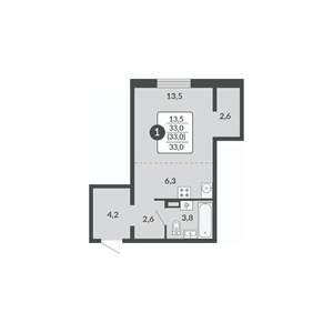 Студия квартира, вторичка, 33м2, 7/17 этаж