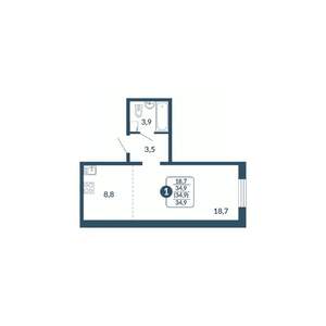 1-к квартира, вторичка, 35м2, 14/17 этаж