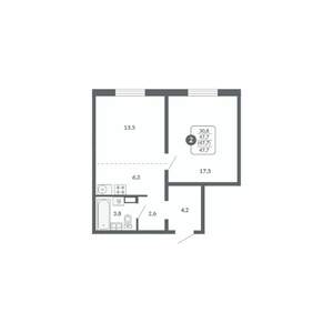 2-к квартира, вторичка, 48м2, 15/17 этаж