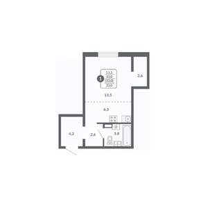 1-к квартира, вторичка, 30м2, 17/17 этаж
