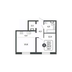 2-к квартира, вторичка, 39м2, 11/17 этаж