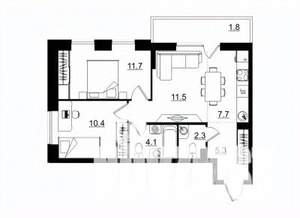 3-к квартира, строящийся дом, 55м2, 5/11 этаж