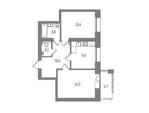 2-к квартира, вторичка, 57м2, 6/7 этаж