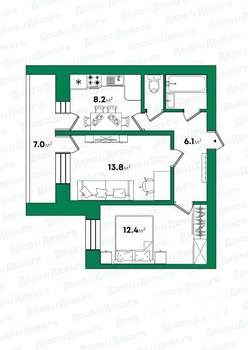 2-к квартира, вторичка, 45м2, 7/9 этаж