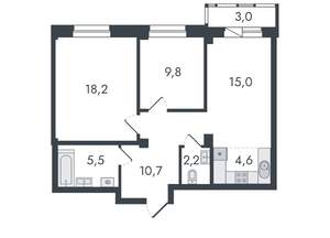 3-к квартира, вторичка, 69м2, 4/16 этаж