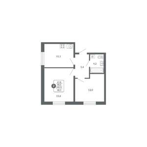 2-к квартира, вторичка, 49м2, 10/17 этаж