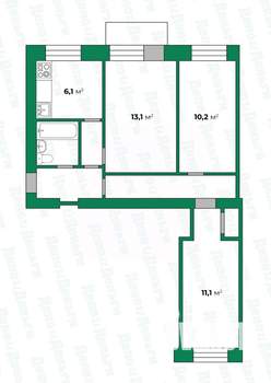 3-к квартира, вторичка, 55м2, 5/5 этаж