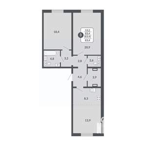 3-к квартира, вторичка, 83м2, 15/17 этаж