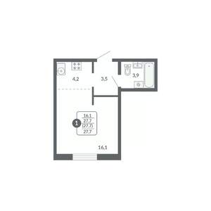 Студия квартира, вторичка, 28м2, 5/17 этаж