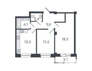 2-к квартира, вторичка, 63м2, 16/16 этаж