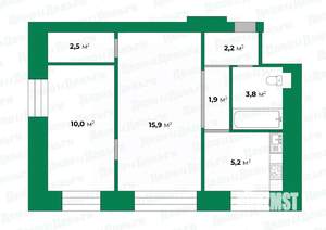 2-к квартира, вторичка, 42м2, 1/5 этаж