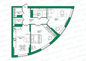 2-к квартира, вторичка, 74м2, 17/17 этаж