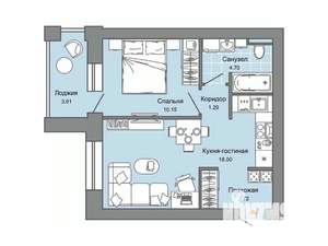 1-к квартира, строящийся дом, 40м2, 4/8 этаж