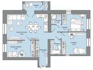 3-к квартира, вторичка, 90м2, 3/8 этаж