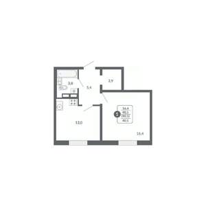 1-к квартира, вторичка, 41м2, 11/17 этаж