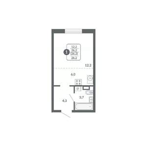 Студия квартира, вторичка, 26м2, 6/17 этаж