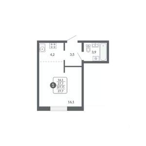 Студия квартира, вторичка, 28м2, 5/17 этаж