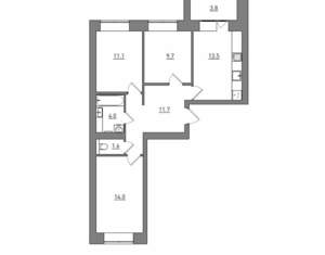 3-к квартира, вторичка, 69м2, 5/12 этаж