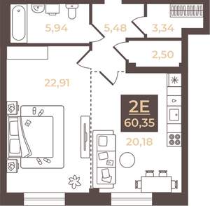 3-к квартира, вторичка, 60м2, 1/4 этаж