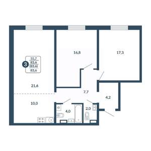 3-к квартира, вторичка, 84м2, 10/17 этаж