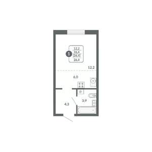 Студия квартира, вторичка, 26м2, 2/17 этаж