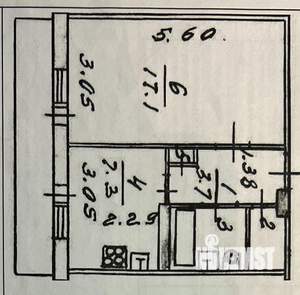 1-к квартира, вторичка, 33м2, 5/5 этаж
