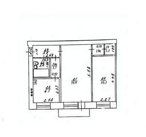 2-к квартира, вторичка, 43м2, 3/3 этаж