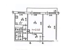 2-к квартира, вторичка, 46м2, 2/5 этаж