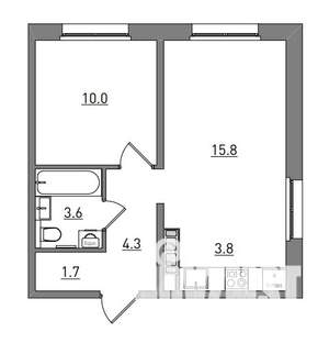2-к квартира, вторичка, 39м2, 8/17 этаж