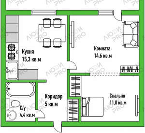 2-к квартира, вторичка, 53м2, 6/17 этаж