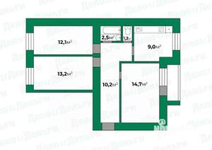 3-к квартира, вторичка, 63м2, 9/9 этаж