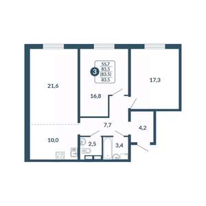 3-к квартира, вторичка, 84м2, 13/17 этаж