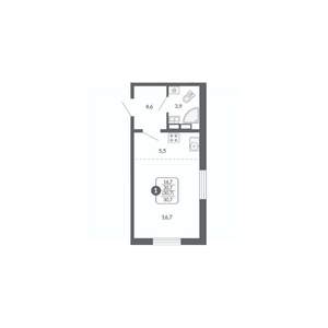 1-к квартира, вторичка, 31м2, 9/17 этаж