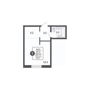 Студия квартира, вторичка, 28м2, 12/17 этаж
